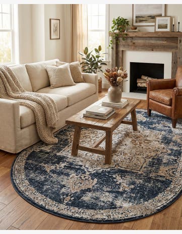 Dark Blue Eliza Oval Rug