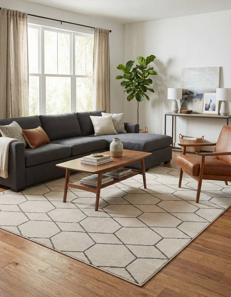 Detail image of  10' x 10' Lattice Frieze Square Rug