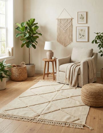 3' 4 x 5' Hand Knotted Moroccan Wool Rug