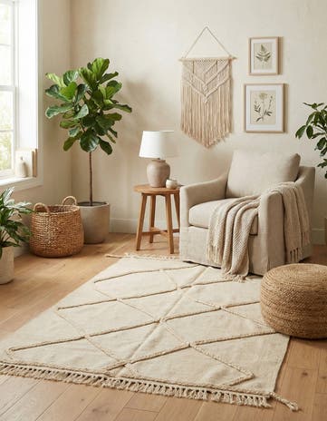 3' 4 x 5' Hand Knotted Moroccan Wool Rug