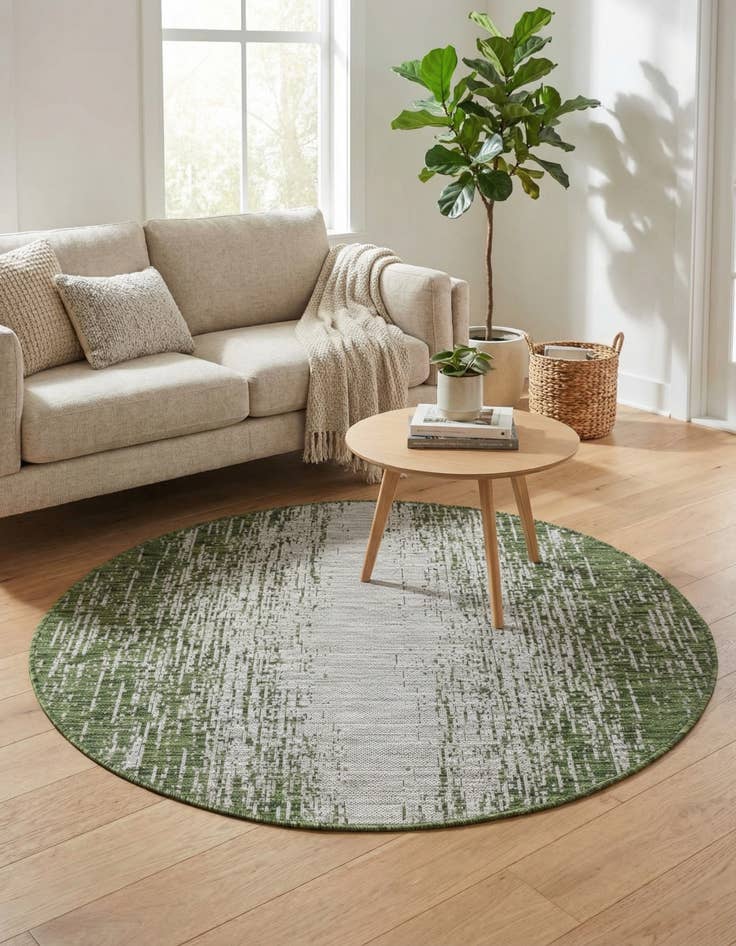 Detail image of 4' x 4'  Washable Modern Indoor / Outdoor Round Rug