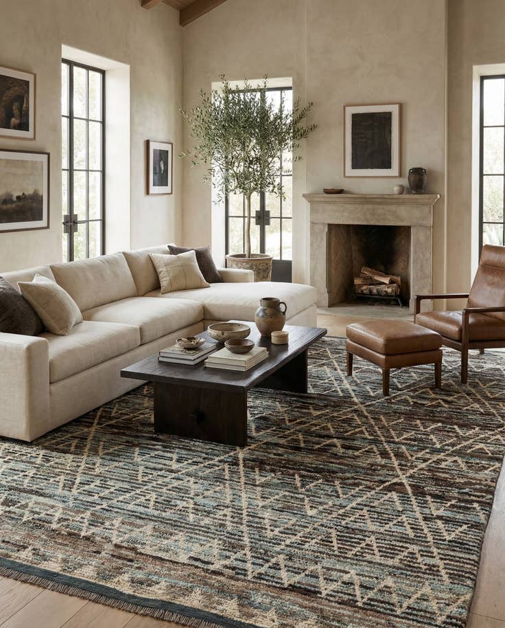 Detail image of 8' 1 x 9' 11 Hand Knotted Moroccan Wool Rug