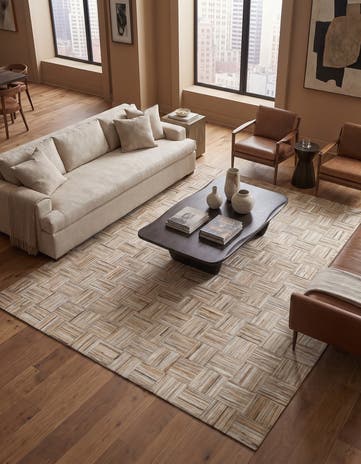 5' x 7' 8 Cowhide Leather Rug