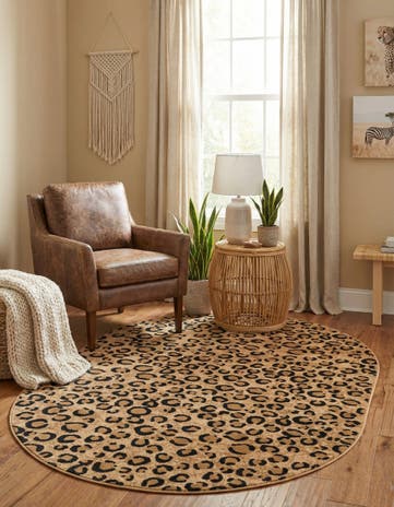 Light Brown Safari Oval Rug