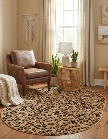 Light Brown Safari Oval Rug