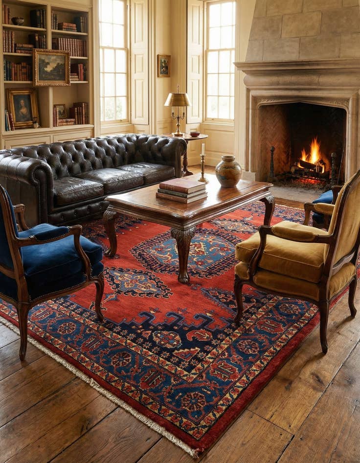 Detail image of 7' 6 x 11' Hamedan Wool Rug