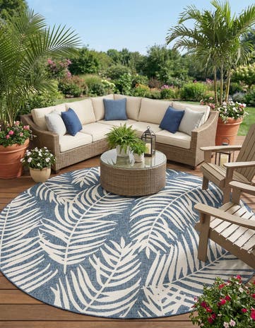 10' x 10' Easy-Clean Botanical Indoor / Outdoor Round Rug