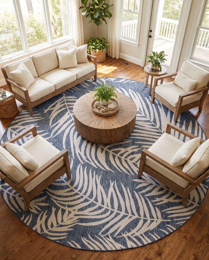10' 8 x 10' 8 Easy-Clean Botanical Indoor / Outdoor Round Rug