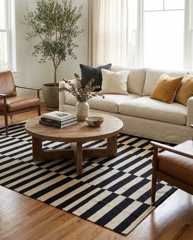 Detail image of 5' 4 x 7' 10 Hand Woven Kilim Modern Wool Rug