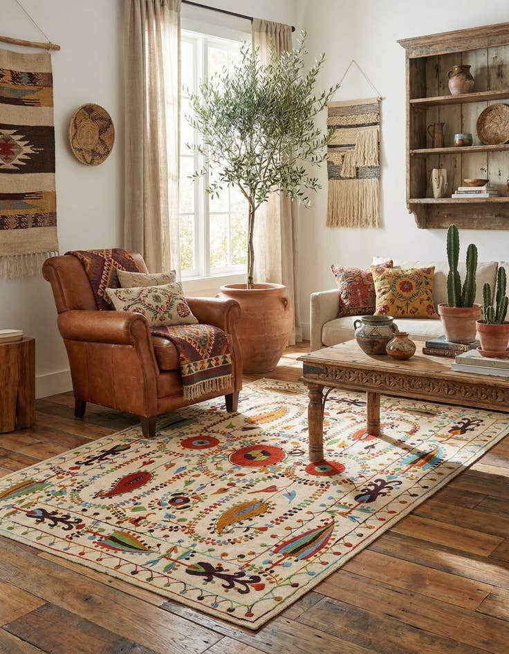 Detail image of 5' 9 x 7' 7  Hand Knotted Marok Kilim Rug