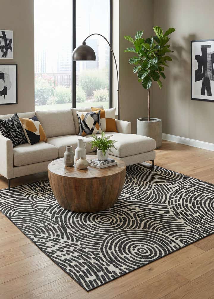 7' 10 x 7' 10 Easy-Clean Modern Indoor / Outdoor Square Rug