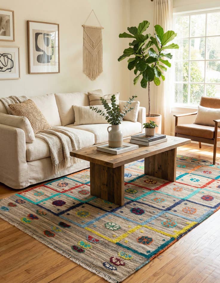 Detail image of 4' 2 x 6' 10  Hand Knotted Darya Wool Rug