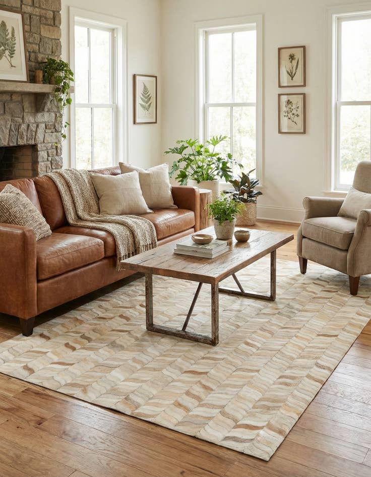 Detail image of 3' 11 x 6' Cowhide Stocks Rug