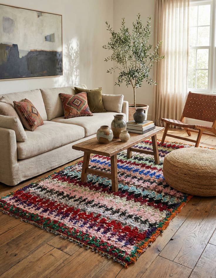 Detail image of 5' 1 x 9' 8  Hand Knotted Moroccan Runner Rug