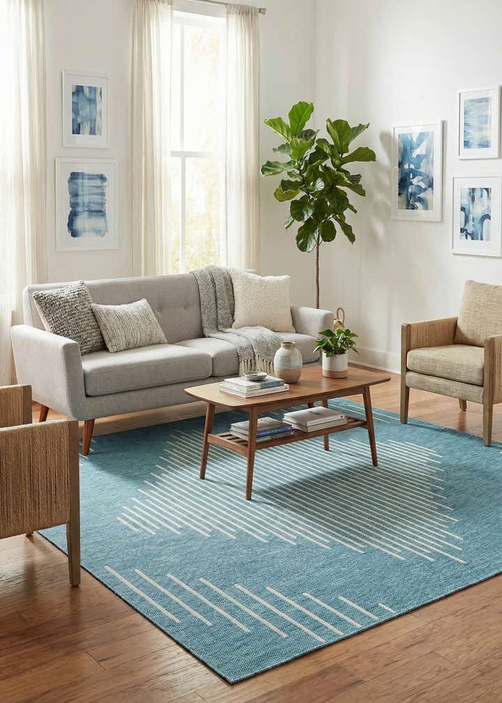 7' x 7' Easy-Clean Modern Indoor / Outdoor Square Rug