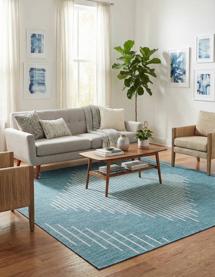 Detail image of 7' x 7'  Washable Modern Indoor / Outdoor Square Rug