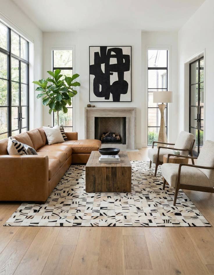 Detail image of 8' 11 x 9' 9 Cowhide - Patchwork Rug