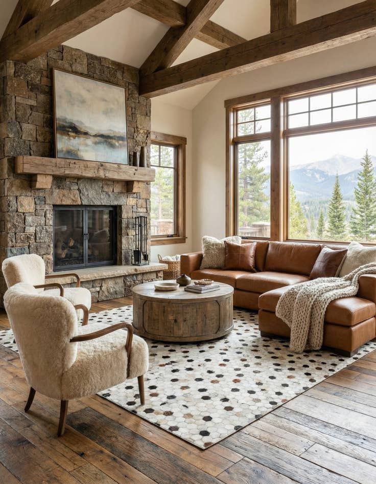 Detail image of 5' x 7' 10 Cowhide Leather Rug