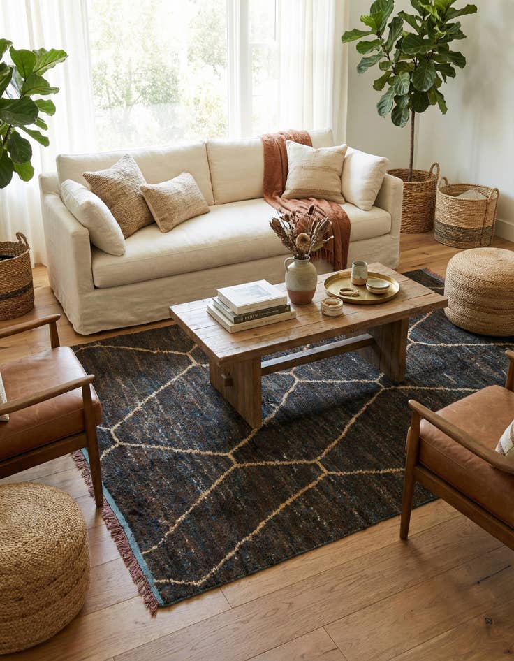 Detail image of 6' 3 x 9' 3  Hand Knotted Moroccan Wool Rug