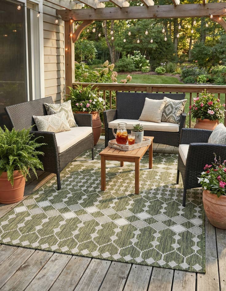 Detail image of 5' 3 x 8'  Washable Trellis Indoor / Outdoor Rug