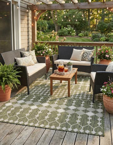 5' 3 x 8' Easy-Clean Lattice Indoor / Outdoor Rug