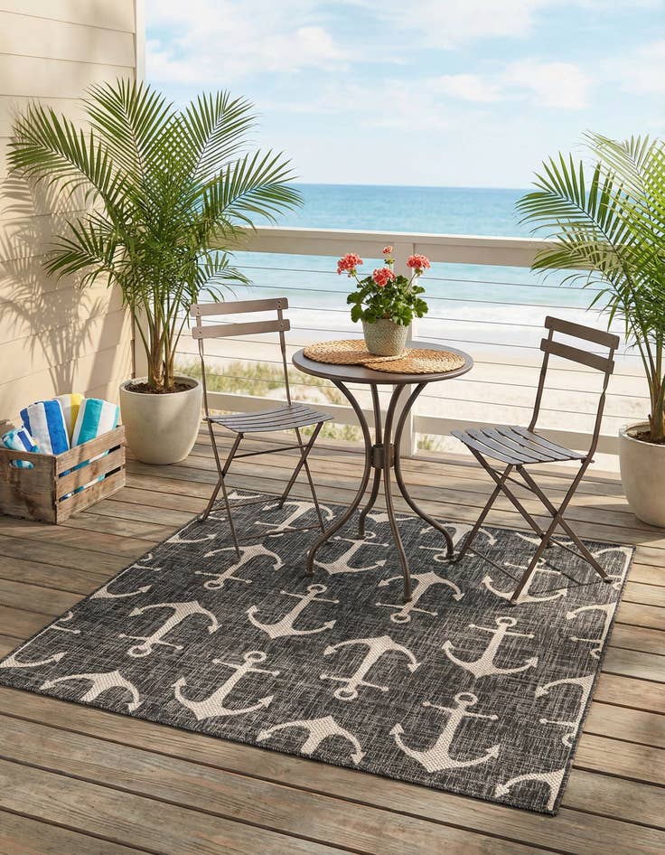 Detail image of 5' 3 x 5' 3  Washable Coastal Indoor / Outdoor Square Rug