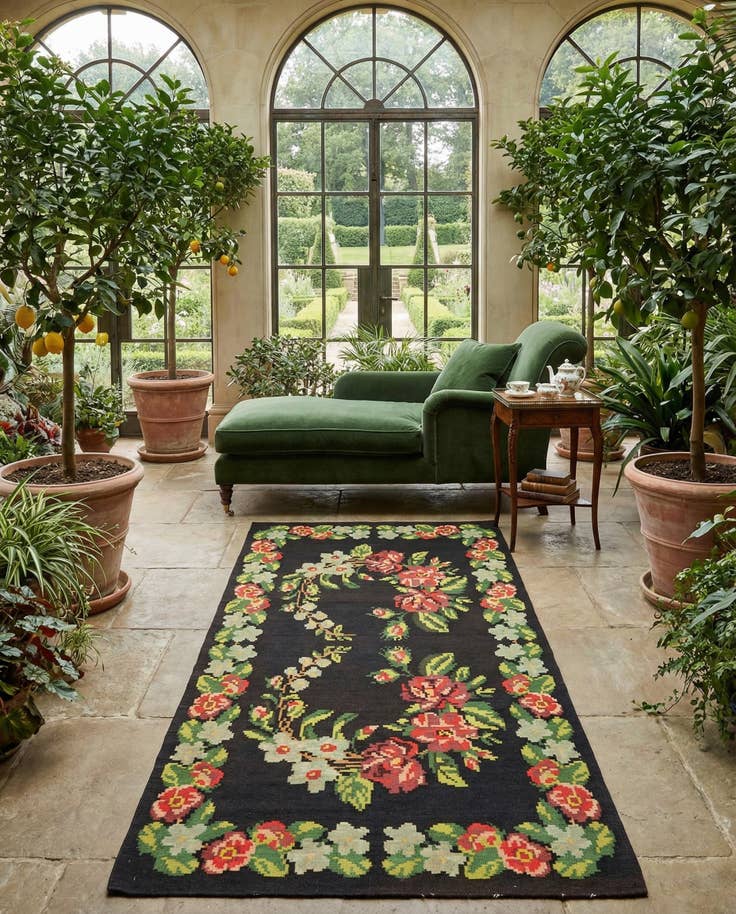 Detail image of 5' 4 x 9' 9 Hand Woven Karabakh Wool Runner Rug