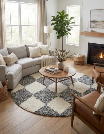 White Serenity Shag Round Rug
