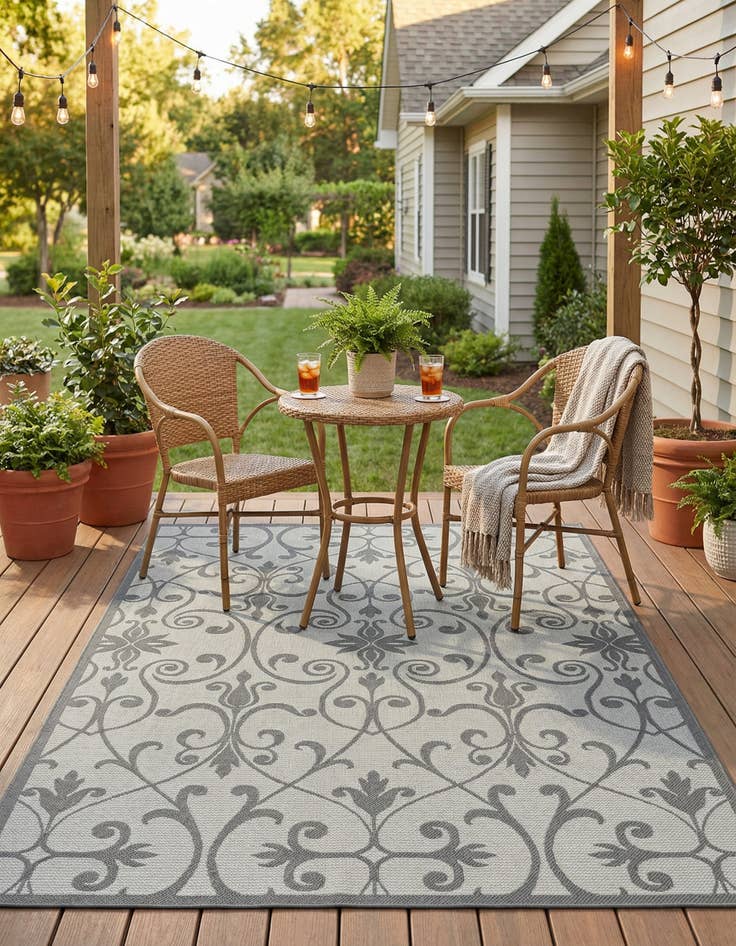 Detail image of  6' x 9'  Washable Botanical Indoor / Outdoor Rug