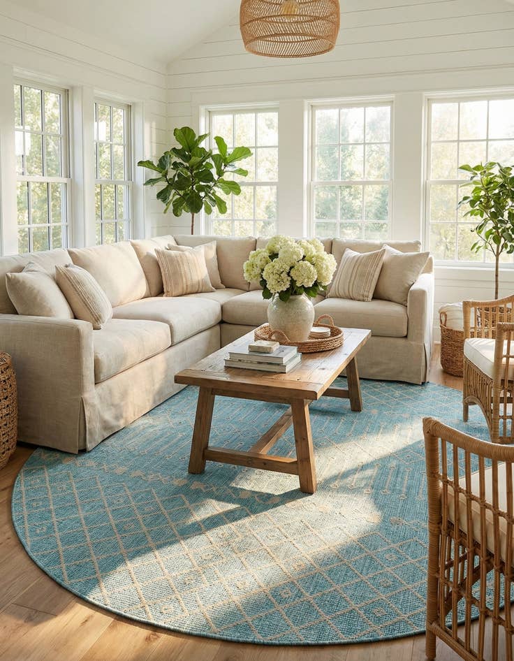 Detail image of 10' 8 x 10' 8  Washable Trellis Indoor / Outdoor Square Rug