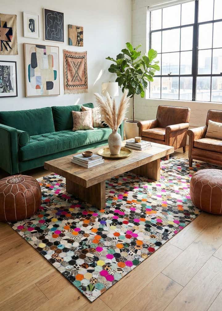 5' 1 x 7' 10 Cowhide Stocks Rug