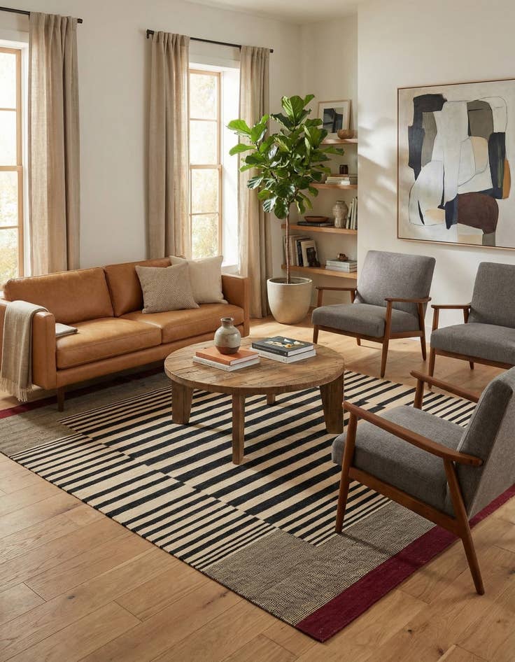 Detail image of 6' 5 x 7' 7  Hand Woven Kilim Modern Wool Square Rug