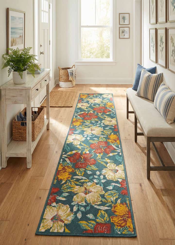 2' 7 x 13' Easy-Clean Coastal Indoor / Outdoor Runner Rug