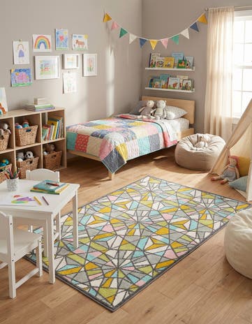 4' 1 x 6' 1 Stained Glass Whimsy Kids Rug