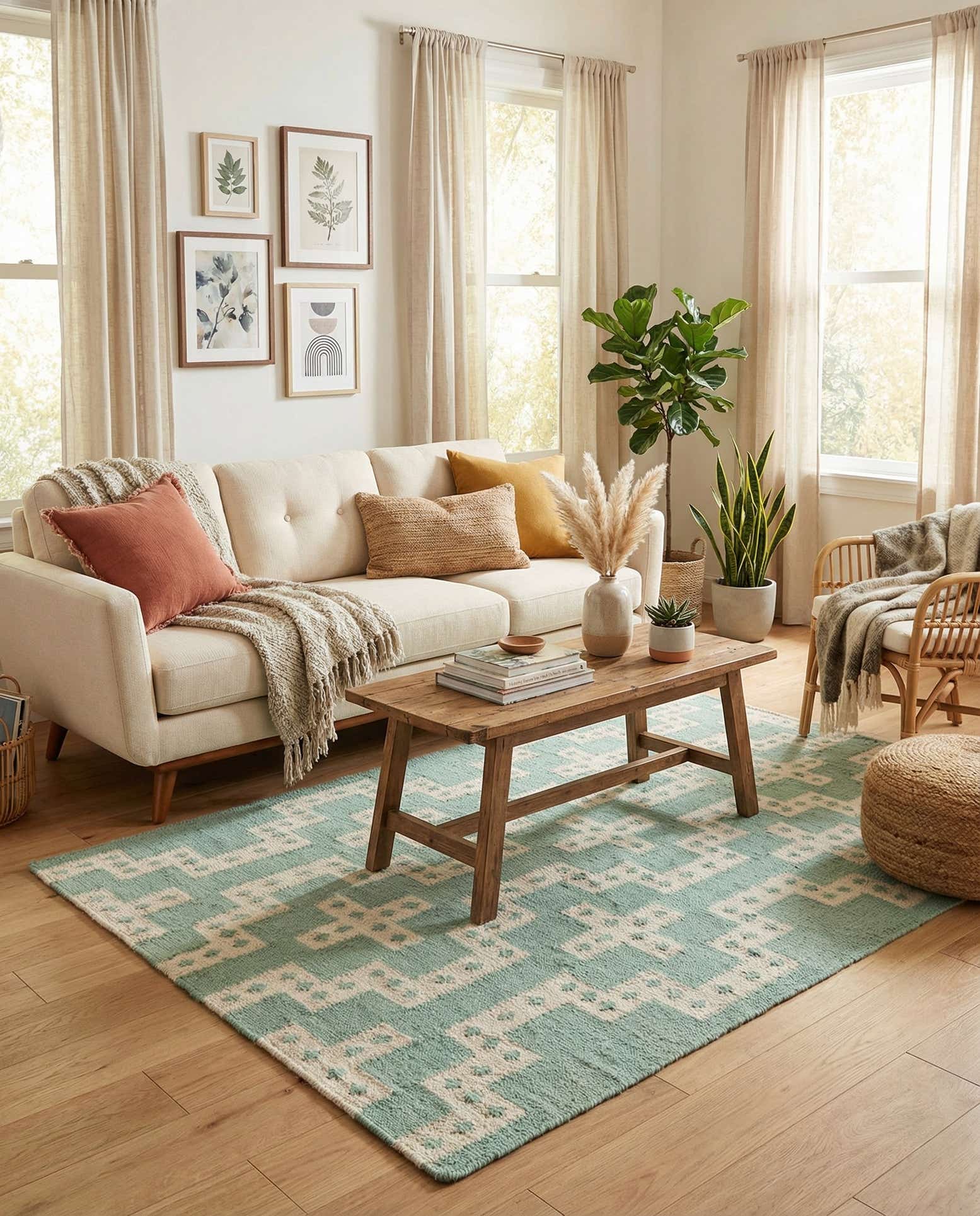 4' 1 x 6' 1 Hand Woven Kilim Wool Rug