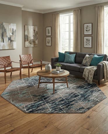  7' 10 x 7' 10 Lattice Frieze Octagon Rug