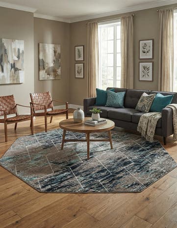 7' 10 x 7' 10 Lattice Frieze Octagon Rug