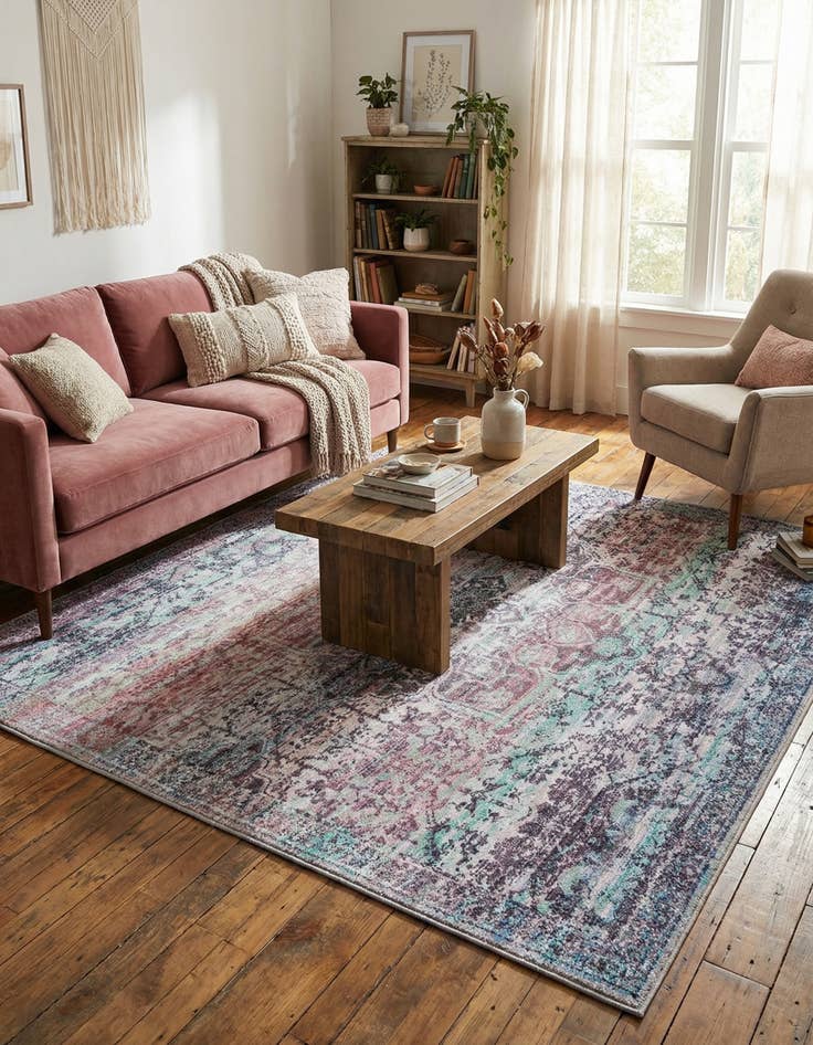 Detail image of  7' 3 x 7' 3  Washable Francesca Square Rug