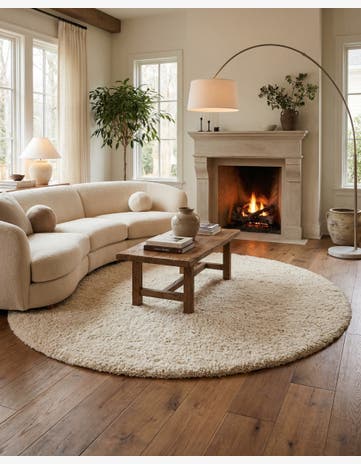 Moroccan Ivory Haka Deluxe Shag Round Rug