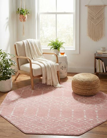 Rose Pink Paxon Trellis Octagon Rug