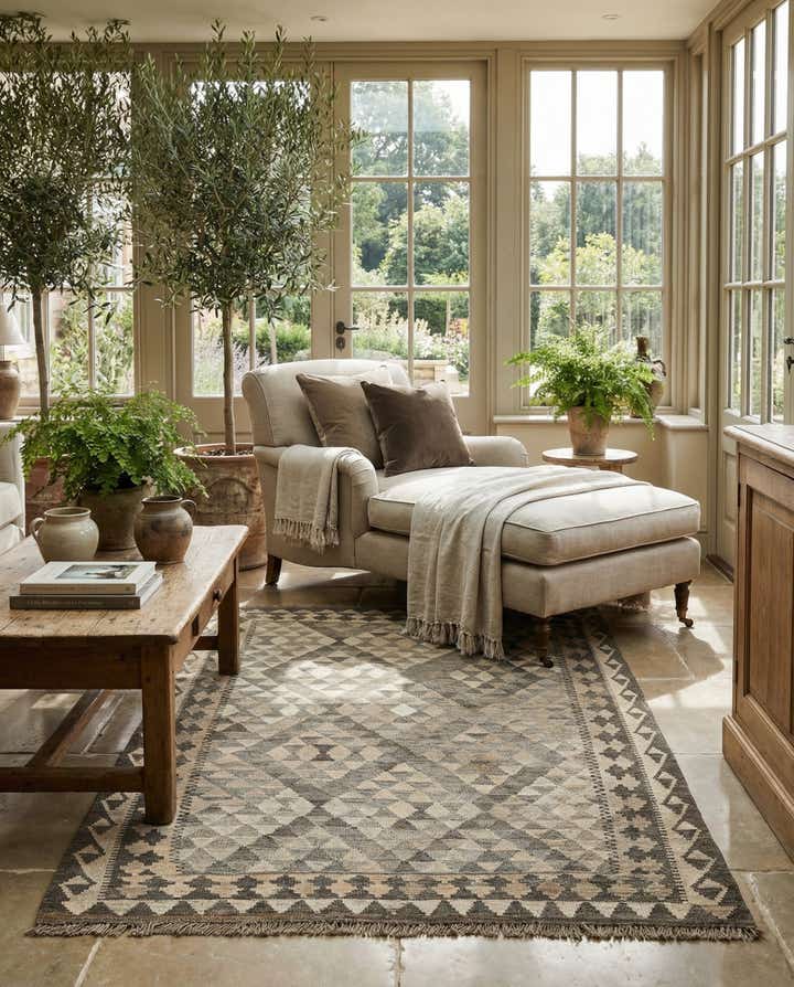 4' 2 x 6' Hand Woven Kilim Maymana Wool Rug