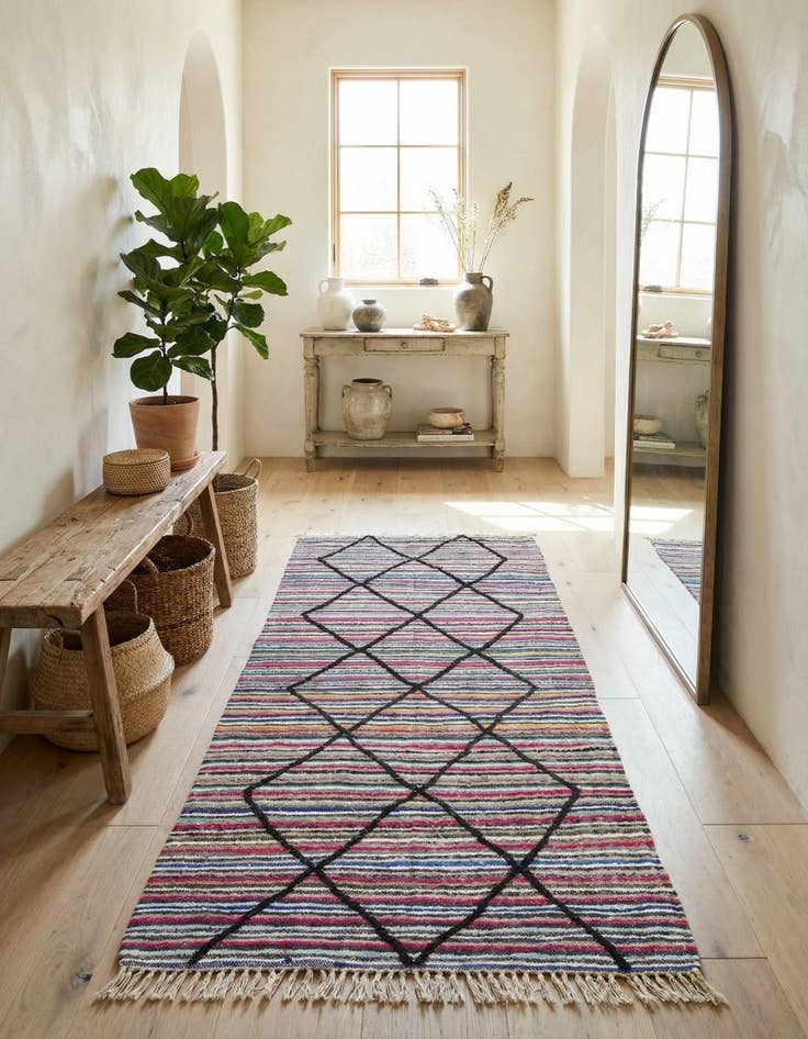 Detail image of 5' x 9' 6  Hand Knotted Moroccan Wool Runner Rug