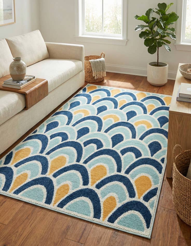 Detail image of 5' 3 x 8'  Washable Belize Indoor / Outdoor Rug