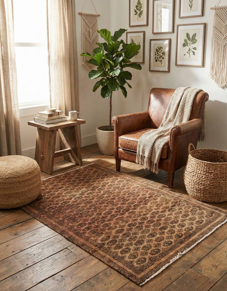 Detail image of 3' 2 x 4' 5  Hand Knotted Ultra Vintage Persian Wool Rug