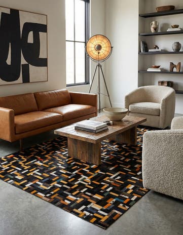5' 1 x 8' Cowhide - Patchwork Rug