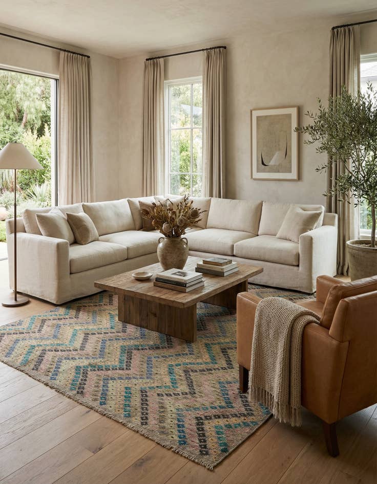 Detail image of 9' x 9' 5  Hand Woven Kilim Modern Wool Square Rug