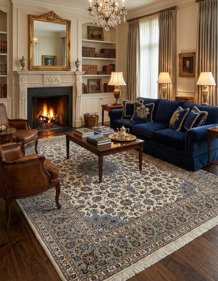 Detail image of 8' 2 x 11' 6 Kashan Wool Rug