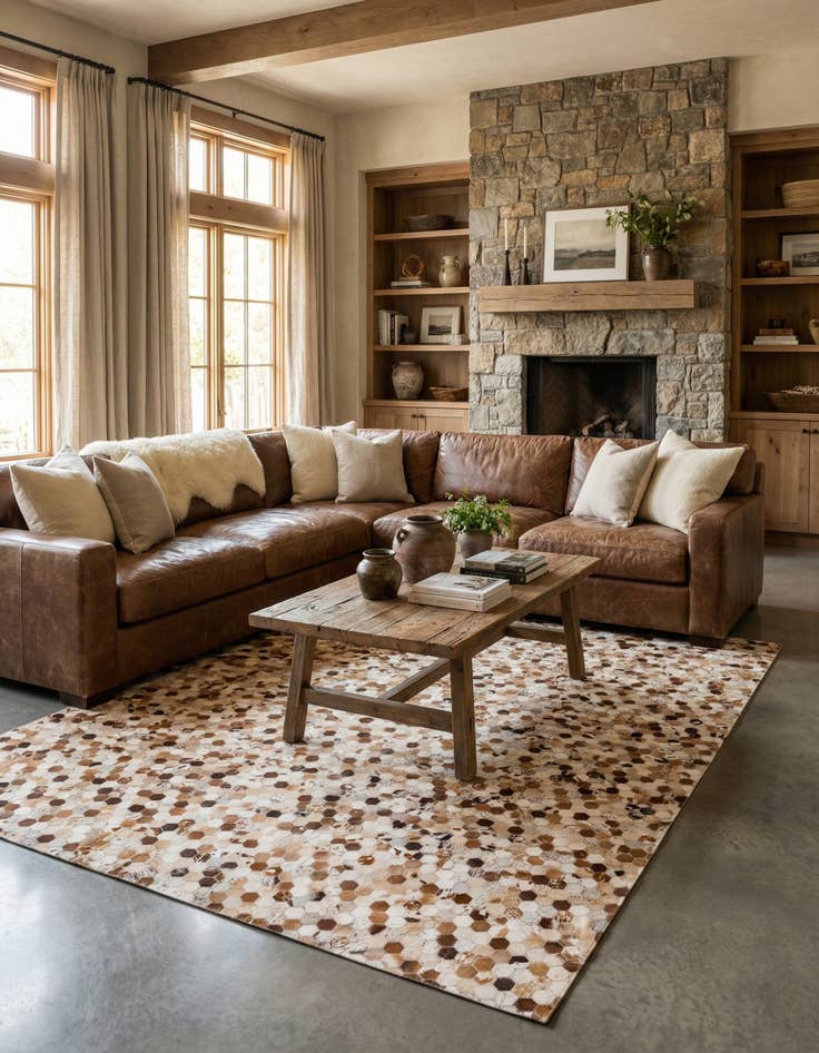 Detail image of 8' x 9' 10 Cowhide Stocks Rug