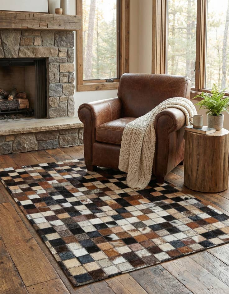 Detail image of  2' x 3' Cowhide Leather Rug