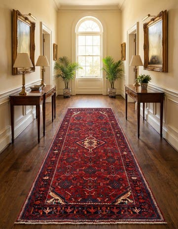 4' 11 x 9' 9 Hamedan Wool Runner Rug